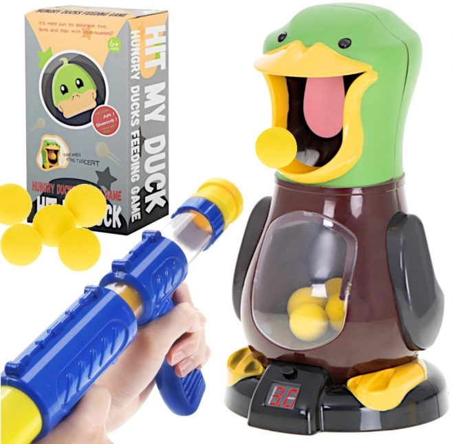 Tir au pistolet sur cible en forme de canard avec balles