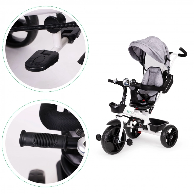 Tricyclette rotative à 360° Grise avec capuche