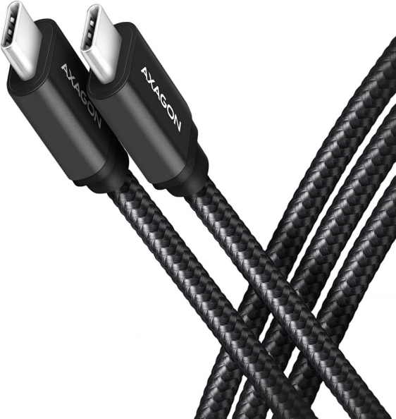 Câble USB‑C – USB‑C 3.2 Gen 1, 1 m, PD 60 W (3 A), aluminium, tressé, noir – AXAGON