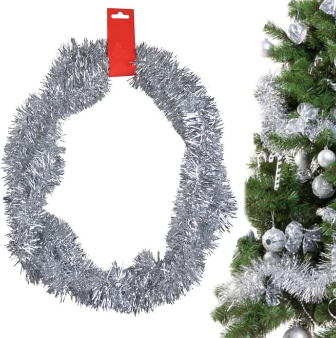 Guirlande lametta argentée de Noël 2 m