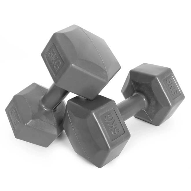 Ensemble d'haltères hexagonaux 2x5 kg gris ModernHome