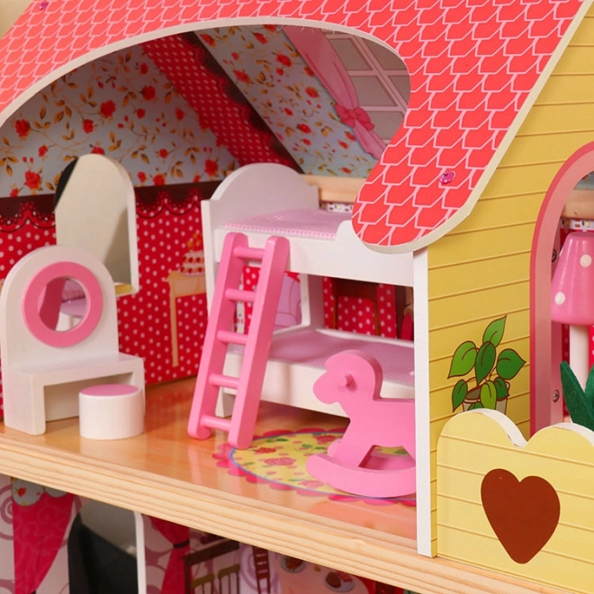 Maison de poupée en bois, meubles, piscine + éclairage ECOTOYS