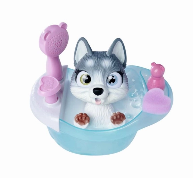 Chiot Husky Pamper Petz dans la baignoire