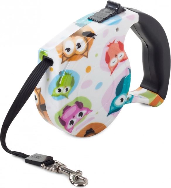 Laisse automatique pour chiens et chats 5 m avec motif hiboux