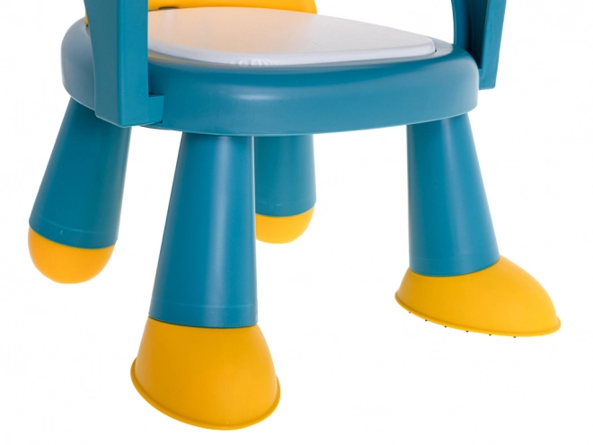 chaises pour nourrir et jouer jaune et bleu