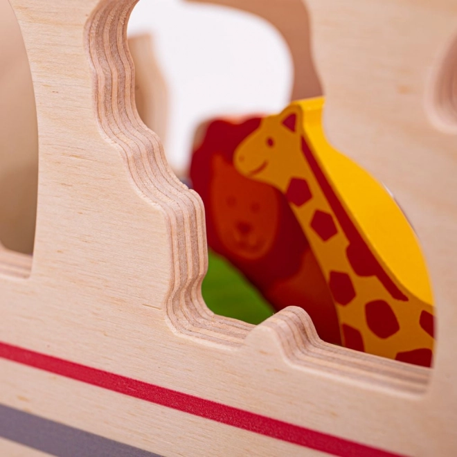 Bigjigs Toys Voiture en bois avec animaux safari