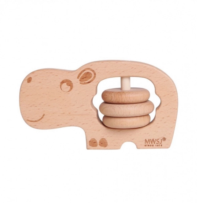Hippopotame hochet en bois