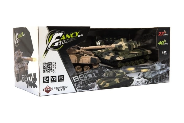 Tank RC 2ks 25cm bataille de chars+paquet recharge 27MHZ et 40MHz camouflé avec son et lumière dans la boîte 50x20x23cm