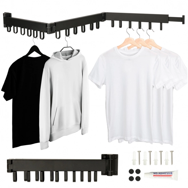 Séchoir mural pliant pour linge noir 123 cm