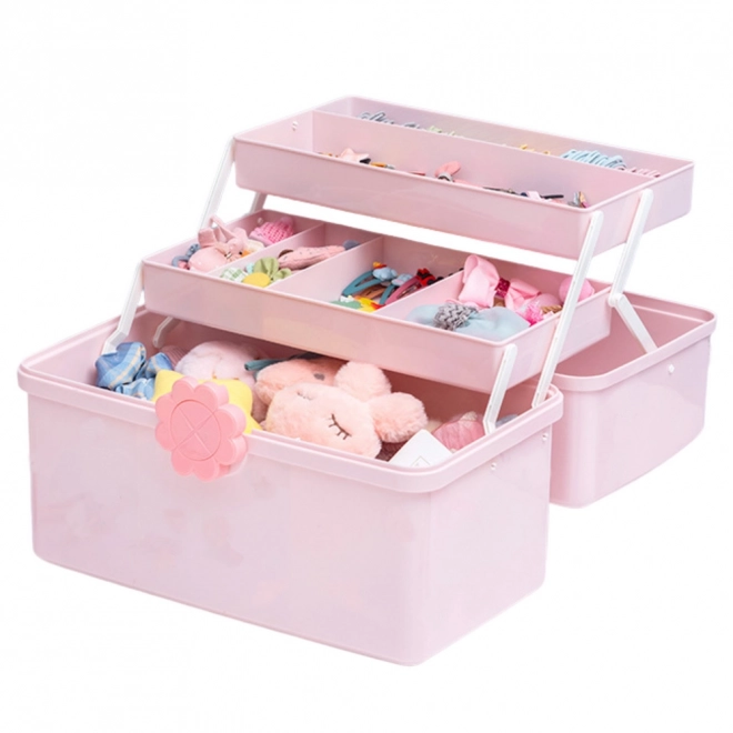 Organisateur rose pour bijoux et accessoires cosmétiques