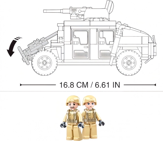 Deux figurines de soldats et dimensions étudiées