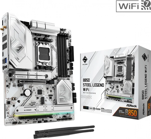 Carte mère blanche B650 Steel Legend WiFi AM5 ATX