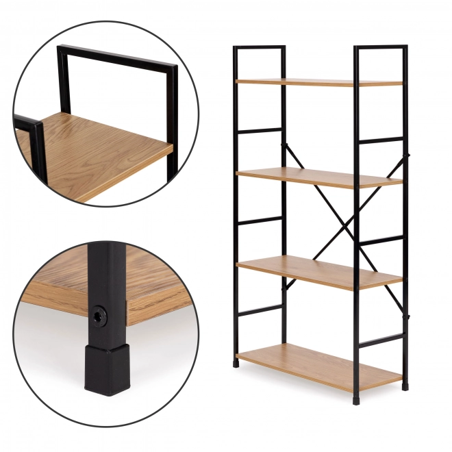 Étagère large en bois moderne avec 4 tablettes