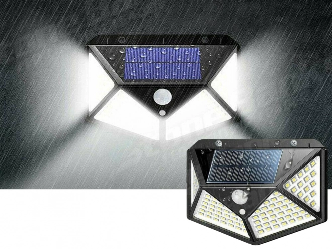 Lampe solaire avec 100 LED et capteur de mouvement crépusculaire