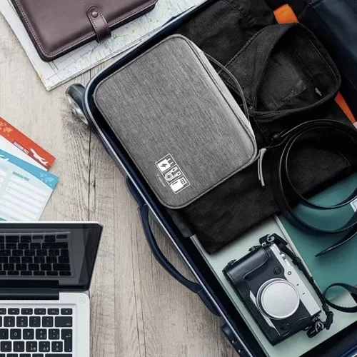 Organisateur de voyage pour câbles et chargeurs avec poignée