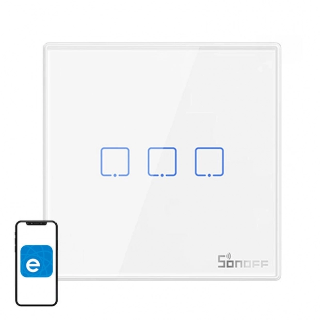 Interrupteur mural intelligent Sonoff T2EU3C-RF 3 canaux