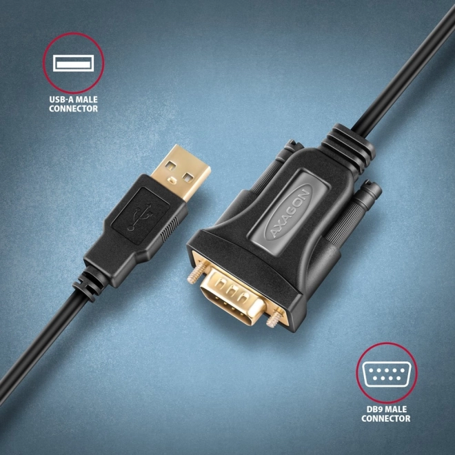Adaptateur USB 2.0 vers RS-232 avec port série, câble 1,5m, puce FTDI