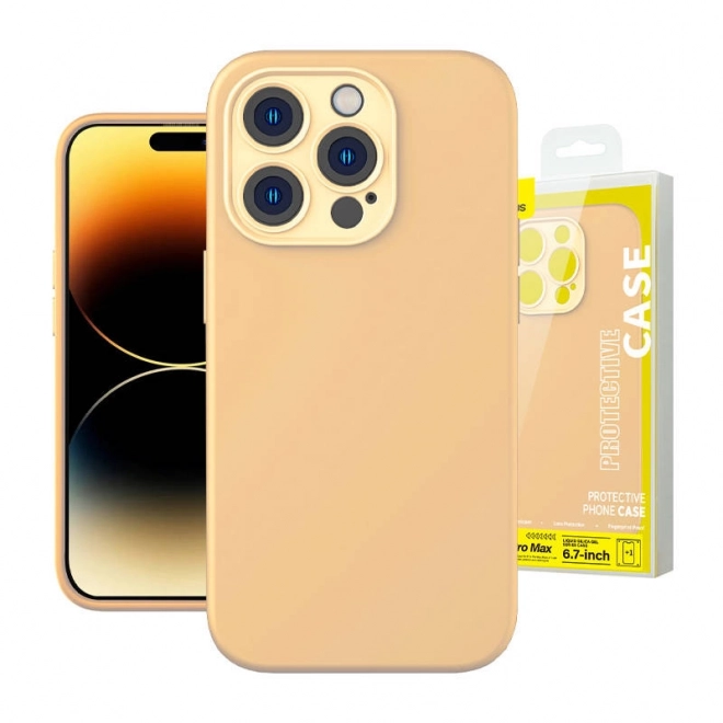 Baseus Étui en gel de silice liquide pour iPhone 14 jaune avec verre trempé et kit de nettoyage – 14 Pro Max