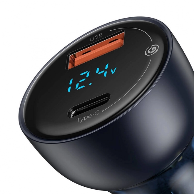 Chargeur de voiture double Baseus avec écran numérique, USB et USB-C, charge rapide 65W