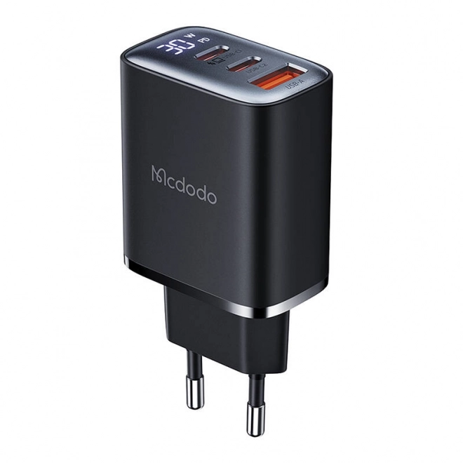 Chargeur Mcdodo avec écran 2xUSB-C + USB-A, 30W noir