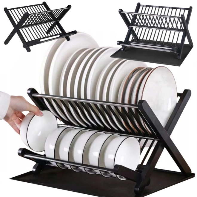Égouttoir de cuisine pliable à deux niveaux