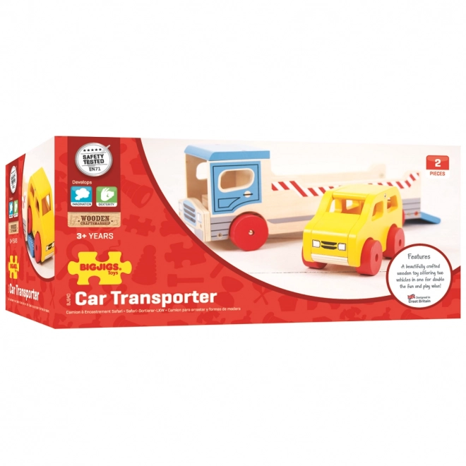 Bigjigs Toys Voiture de remorquage en bois avec voiture personnelle