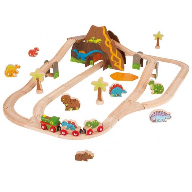 Bigjigs Rail Circuit de train en bois dinosaures