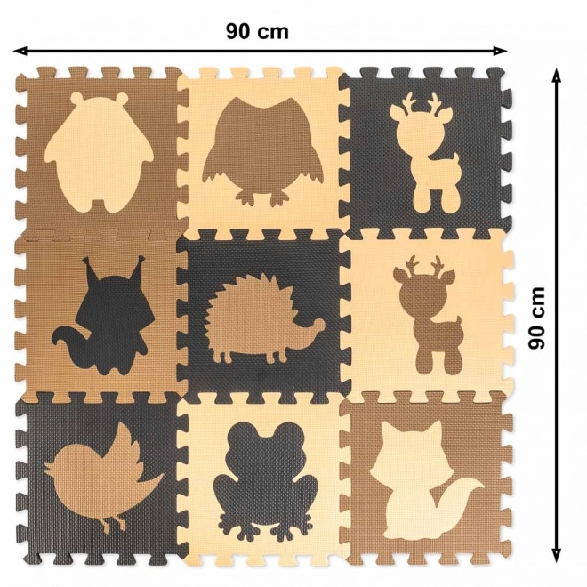 Puzzle en mousse marron avec des animaux de la forêt - 9 pièces