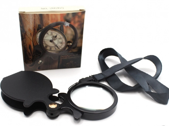 Loupe de poche pliante avec étui et cordelette