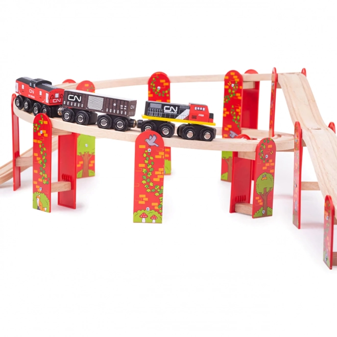 Bigjigs Rail ensemble de rails en bois à niveaux multiples