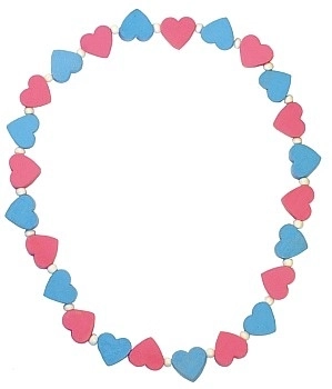 Collier pour enfant avec petits cœurs roses et bleus