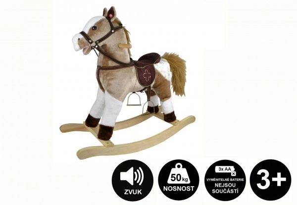 Cheval à bascule en peluche brun clair avec effets