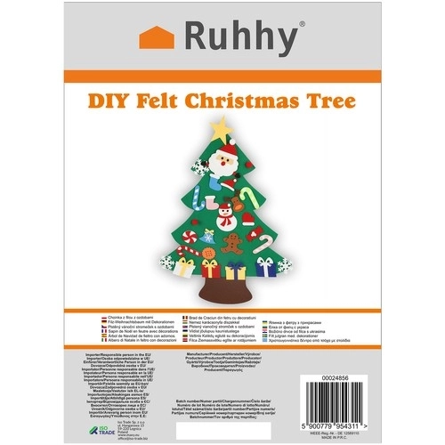 Sapin de Noël en feutre DIY avec décorations amovibles 90 cm