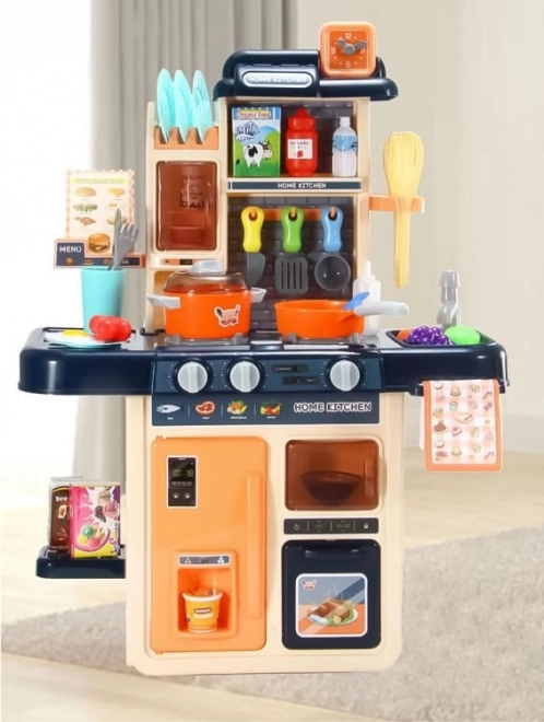 Cuisine Enfant Avec Générateur De Vapeur LED 42 Accessoires Bleu Marin