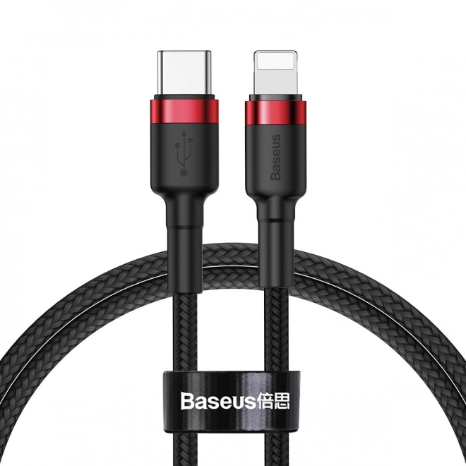 Câble Baseus Cafule USB-C vers Lightning 18W rouge-noir