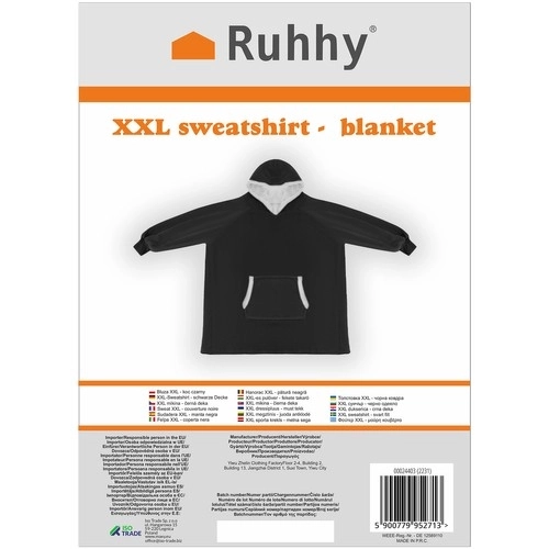 Mikina XXL - Couverture noire Ruhhy 24403