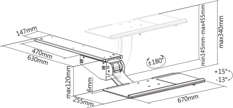 Structure robuste et montage facile sous le bureau