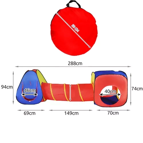 Tente de jeu pour enfants 3en1 Tipi + Tunnel + Maison