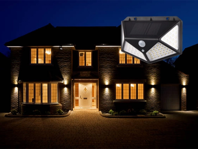 Lampe solaire avec capteur de mouvement et 100 LED