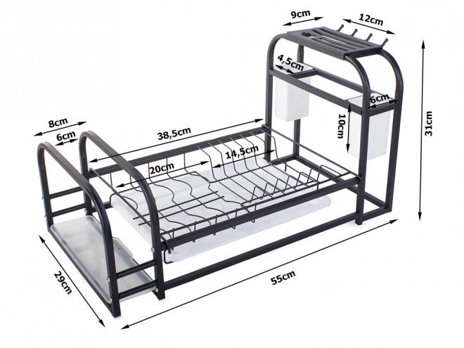 Égouttoir à vaisselle avec plateau et support de style loft