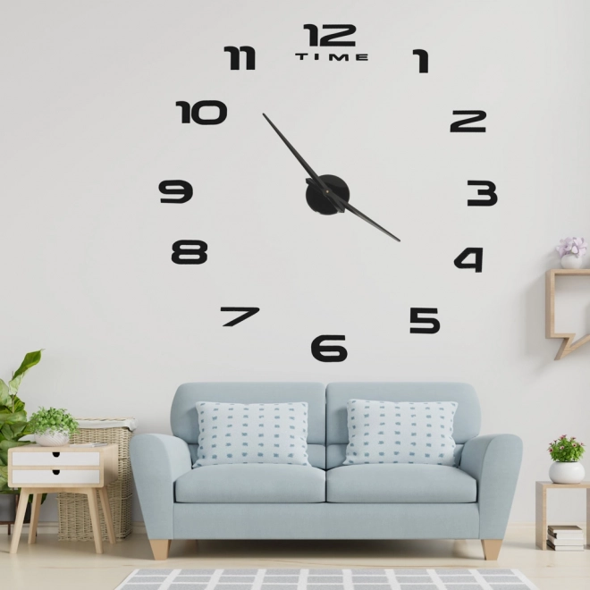 Grande horloge murale DIY noire avec 12 chiffres