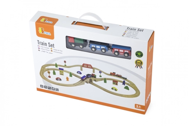 Viga Circuit de train en bois 49 pcs