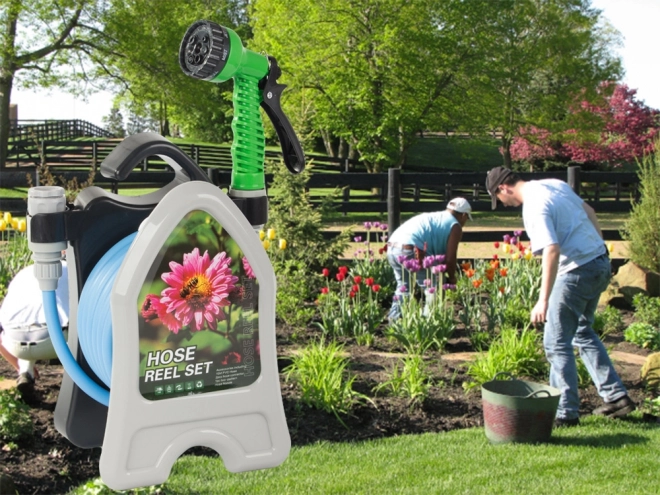 Tuyau d'arrosage de jardin avec support enrouleur