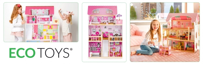 Maison de poupée en bois avec meubles de ECOTOYS