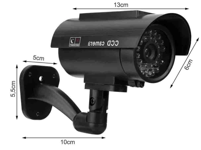 Fausse caméra murale extérieure avec LED et alimentation solaire