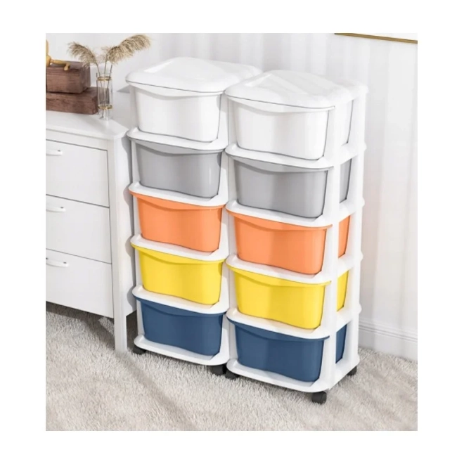 Étagère en plastique sur roulettes, tiroirs de placard, armoire PO08