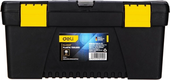 Boîte à outils en plastique Deli 15'' jaune‑noir