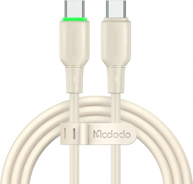 Câble en silicone Mcdodo USB‑C vers USB‑C 65 W, 1,2 m, beige