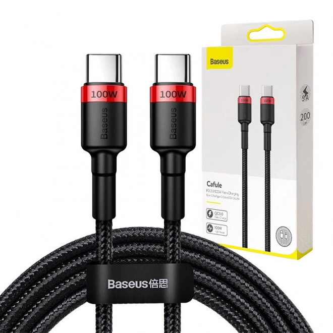 Câble USB-C pour charge rapide Baseus Cafule 100W rouge noir