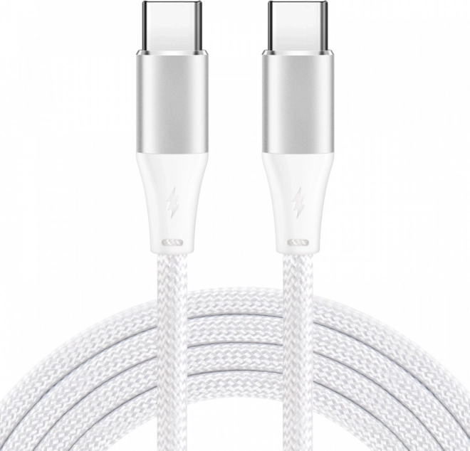 Câble USB‑C 2 m blanc, 60 W, PD 3.0 et QC 4.0+